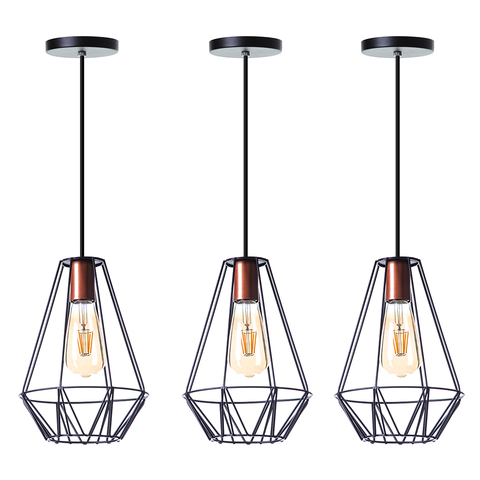 Kit 3 Pendentes Aramado Cristal 29 Cm Decorações Cor: Preto