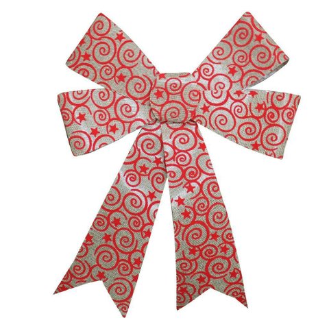 Kit 5 Enfeite Árvore Natal Laço Arabesco com Veludo 42 cm