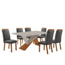 Ver imagem 1 de Mesa de Jantar Yasmin 180cm Tampo MDF Vidro Canto Copo com 6 Cadeiras Aline Moderna Mobília