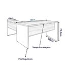 Ver imagem 3 de Mesa de Escritório em L (mesa 1,50m + Mesa Auxiliar) – sem Gavetas Nogal Sevilha/preto