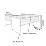 Mesa de Escritório em L (mesa 1,50m + Mesa Auxiliar) – sem Gavetas Nogal Sevilha/preto - 3