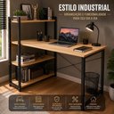 Ver mais imagens de Escrivaninha Mesa Computador Home Office Industrial 3 Prateleiras MDF Aco 120cm Marfim
