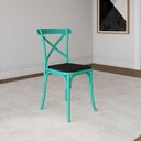 Ver imagem 3 de Kit 6 Cadeiras Katrina Assento Corano Preto Aço Azul Turquesa Azul