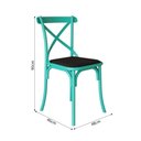 Ver imagem 4 de Kit 6 Cadeiras Katrina Assento Corano Preto Aço Azul Turquesa Azul