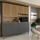 Ver imagem 3 de Cozinha Compacta Castilla 8 Portas 2 Gavetas 100% Mdf Amêndoa/chumbo - Panorama Móveis