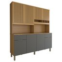 Ver imagem 1 de Cozinha Compacta Castilla 8 Portas 2 Gavetas 100% Mdf Amêndoa/chumbo - Panorama Móveis