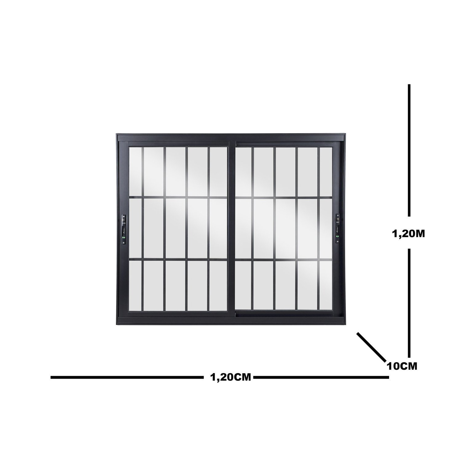 Janela De Alumínio De Correr 120x120x10cm 2 Folhas Móveis Vidro Liso ...