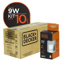 Kit 10 Lâmpadas LED 9W Black+Decker Bivolt Luz Amarela 3000K Black+ Decker Línea LED 9W - 2
