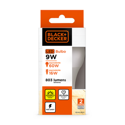 Kit 10 Lâmpadas LED 9W Black+Decker Bivolt Luz Amarela 3000K Black+ Decker Línea LED 9W - 3