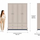 Ver imagem 3 de Guarda-Roupa Infantil 4 Portas 4 Gavetas MDF Luna Bege