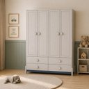 Ver imagem 1 de Guarda-Roupa Infantil 4 Portas 4 Gavetas MDF Luna Bege