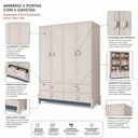 Ver imagem 6 de Guarda-Roupa Infantil 4 Portas 4 Gavetas MDF Luna Bege