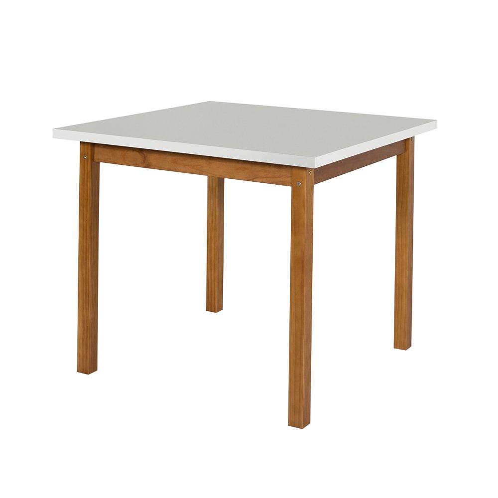 Mesa de Jantar Elisa Base Madeira Maciça Ideal para Apartamento 90x90 Off-white