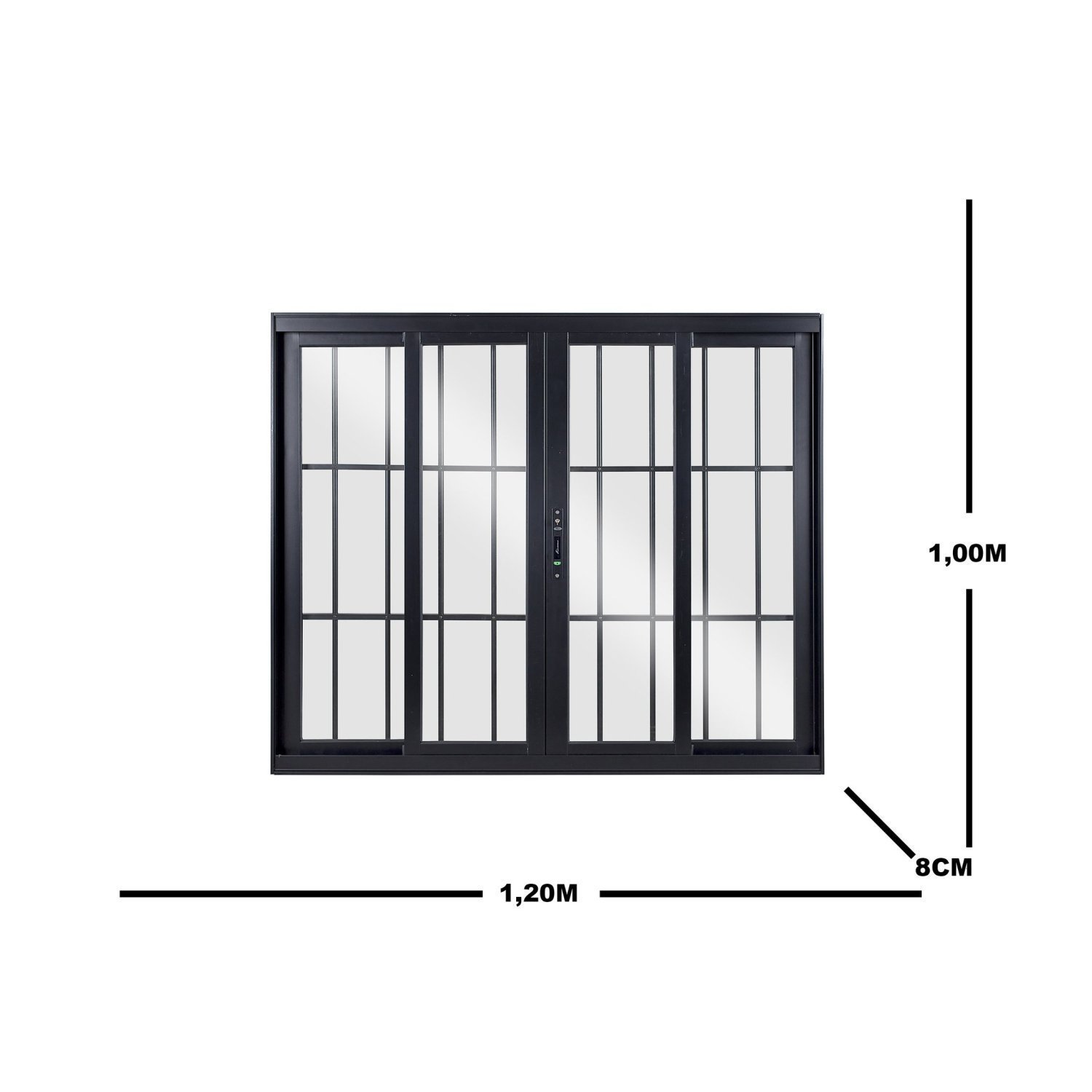 Janela De Alumínio De Correr 100x120x8cm 4 Folhas Vidro Liso Topsul ...