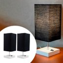 Ver imagem 1 de Kit 2 Abajur Luminaria de Mesa Quadrado Mdf Interruptor Ref 49 Decoração Casa Sala Quarto Escritório
