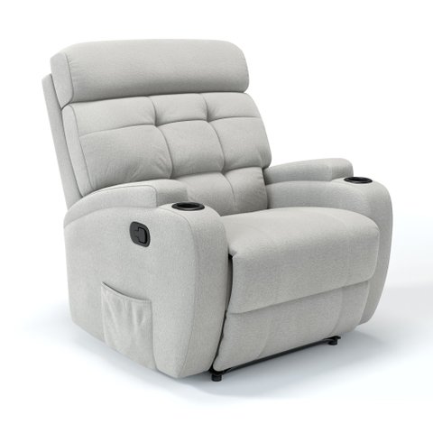 Poltrona do Papai Reclinável em Tecido Linho Cor Cinza Manual com Massagem - Modelo Florença