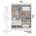 Ver imagem 3 de Guarda-roupa Infantil 2 Portas de Correr 100% MDF 140cm Lunara Espresso Móveis