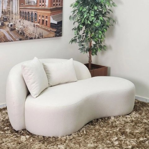 Namoradeira Chaise Organico 1,56m Curvo Minimalista Sevilha Off White