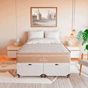 Ver imagem 4 de Cama Box Baú Casal Bipartido + Colchão Paris Molas Bege Couro Branco/bege