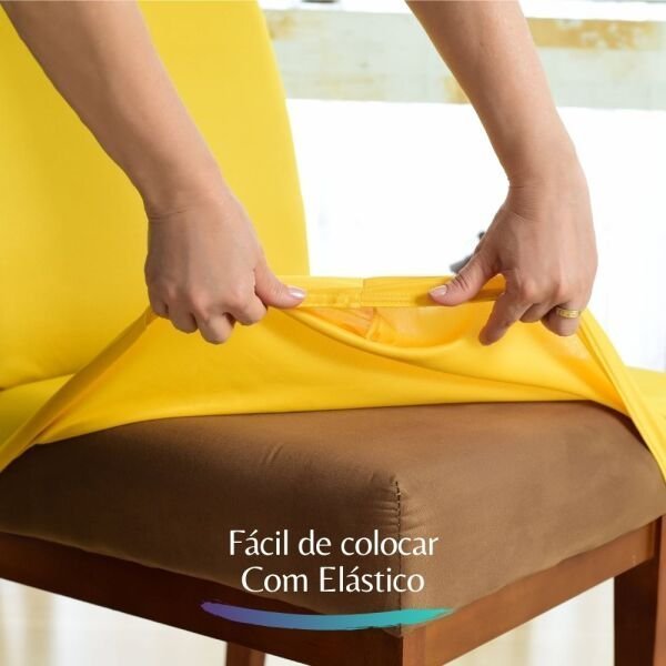 Kit 3 Forro para Cadeiras de Jantar Amarelo Linda - 3