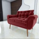 Ver imagem 3 de Sofá 2 Lugares Pequeno 1,25 Pés em Madeira Maciça Xangai Matrix Veludo Vermelho
