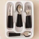 Ver imagem 2 de Porta Talheres com Tampa Organizador Gaveta Armário Utensílios Cozinha 4 Divisórias Viagem Ch