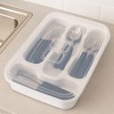 Ver imagem 5 de Porta Talheres com Tampa Organizador Gaveta Armário Utensílios Cozinha 4 Divisórias Viagem Ch