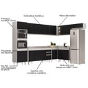 Ver imagem 6 de Armário de Cozinha Modulada de Canto 8 Peças Cp09 Balcão com Pia Inox Branco-preto - Lumil