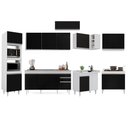 Ver imagem 3 de Armário de Cozinha Modulada de Canto 8 Peças Cp09 Balcão com Pia Inox Branco-preto - Lumil