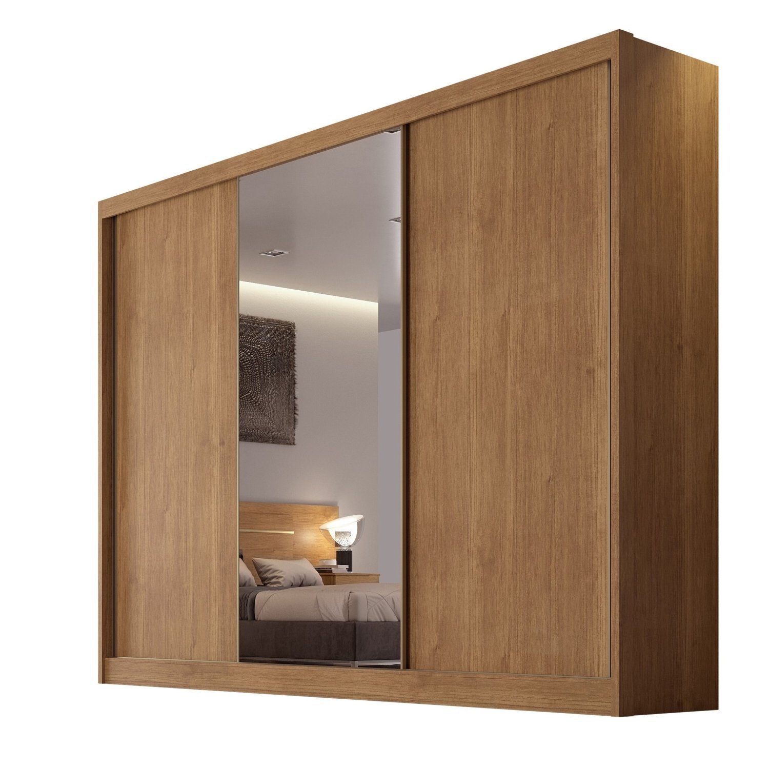 Guarda Roupa Casal com Espelho 3 Portas 8 Gavetas Paris Novo Horizonte - 3