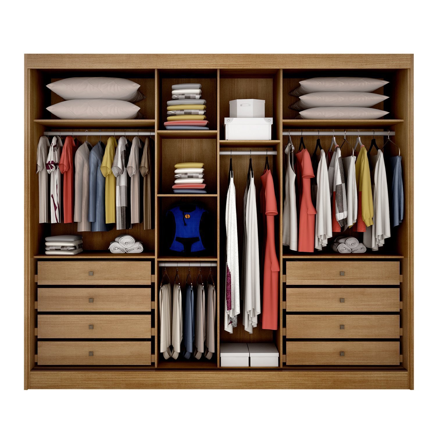 Guarda Roupa Casal com Espelho 3 Portas 8 Gavetas Paris Novo Horizonte - 2