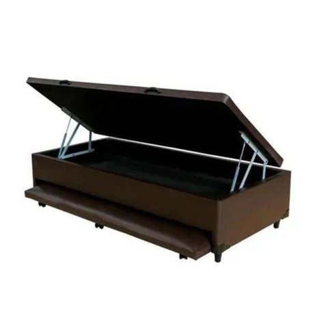 Cama Box Baú Solteiro com Auxiliar Semi Ortopedica Corino - Marrom