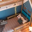 Ver imagem 5 de Cama Montessoriana Infantil Estilo Casinha 2 Gavetões 201cm Cor:aveiro Oak com Azul Secreto