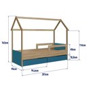 Ver imagem 4 de Cama Montessoriana Infantil Estilo Casinha 2 Gavetões 201cm Cor:aveiro Oak com Azul Secreto