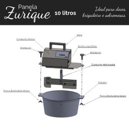 Panela Misturadora Profissional de Doces Zurique Titan Bivolt 10 Litros Vermelha - 6