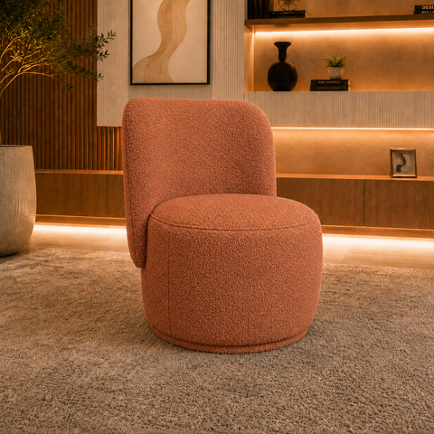 Poltrona Decorativa Bia Orgânica Boucle Recepção Sala Estar Quarto