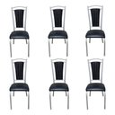 Ver imagem 2 de Kit 6 Cadeiras Paris Cozinha Aço Tubolar Jantar - Preto/branco