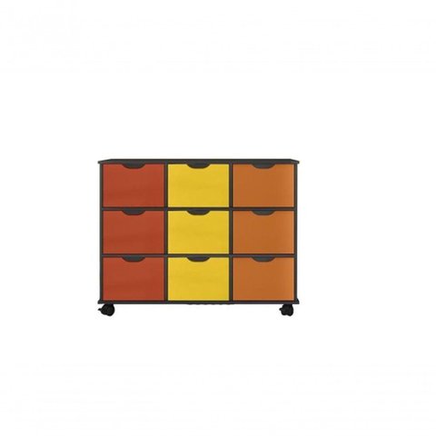 Nicho Organizador Preto com 9 Gavetas Coloridas - Qmovi