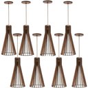 Ver imagem 1 de Jogo 8 Luminárias de Teto Pendentes Cone Mdf Dital Tiffany E27 Bivolt Iluminação Interna
