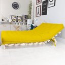 Ver imagem 4 de Sofa Cama Casal Futon Oriental Amarelo com Madeira Maciça.