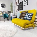 Ver imagem 5 de Sofa Cama Casal Futon Oriental Amarelo com Madeira Maciça.