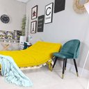 Ver imagem 3 de Sofa Cama Casal Futon Oriental Amarelo com Madeira Maciça.