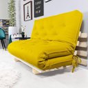 Ver imagem 6 de Sofa Cama Casal Futon Oriental Amarelo com Madeira Maciça.