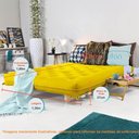 Ver mais imagens de Sofa Cama Casal Futon Oriental Amarelo com Madeira Maciça.