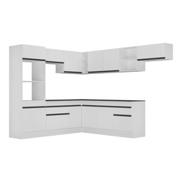 Armário de Cozinha Completa de Canto com Rodapé Veneza Multimóveis MP2083.964 Branco/Preto - 7