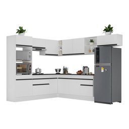 Armário de Cozinha Completa de Canto com Rodapé Veneza Multimóveis MP2083.964 Branco/Preto - 3