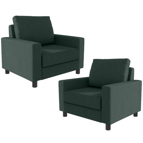 Kit 2 Poltronas Decorativas para e Recepção Malta L02 Linho Verde Musgo - Lyam