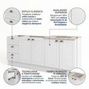 Ver imagem 5 de Cozinha Compacta Modulada 100% MDF 2 Balcões e 1 Tampo com Furo para Cooktop Branca/Calcare Emily