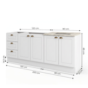 Ver imagem 3 de Cozinha Compacta Modulada 100% MDF 2 Balcões e 1 Tampo com Furo para Cooktop Branca/Calcare Emily