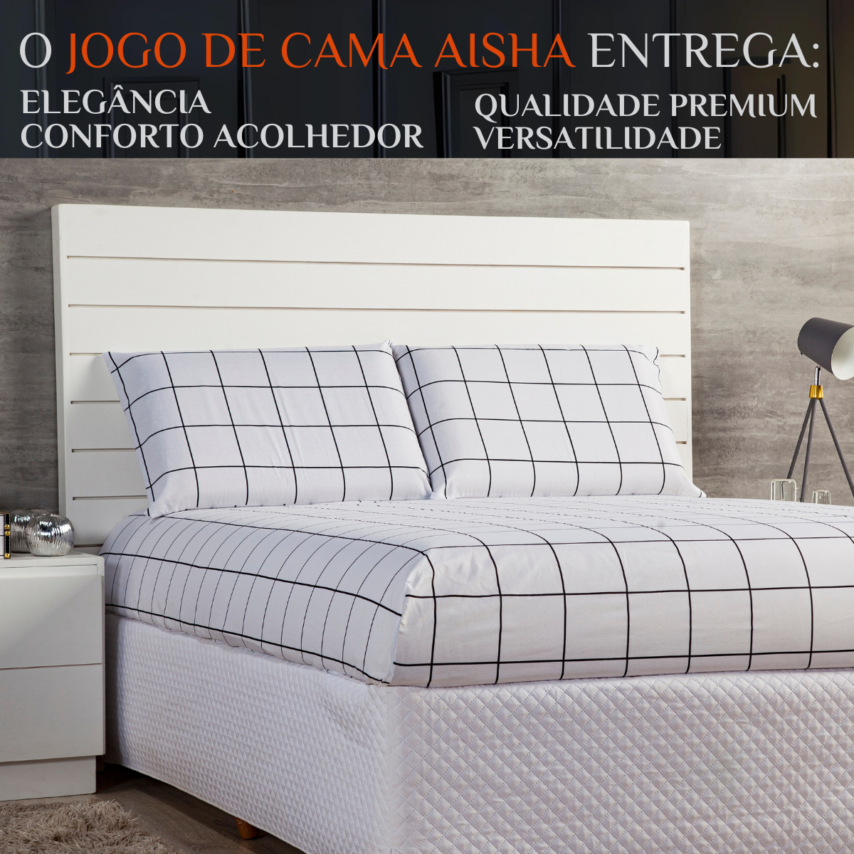 Conjunto Cama Casal King Size Aisha Estampado 100% Algodão Atual:branco - 2